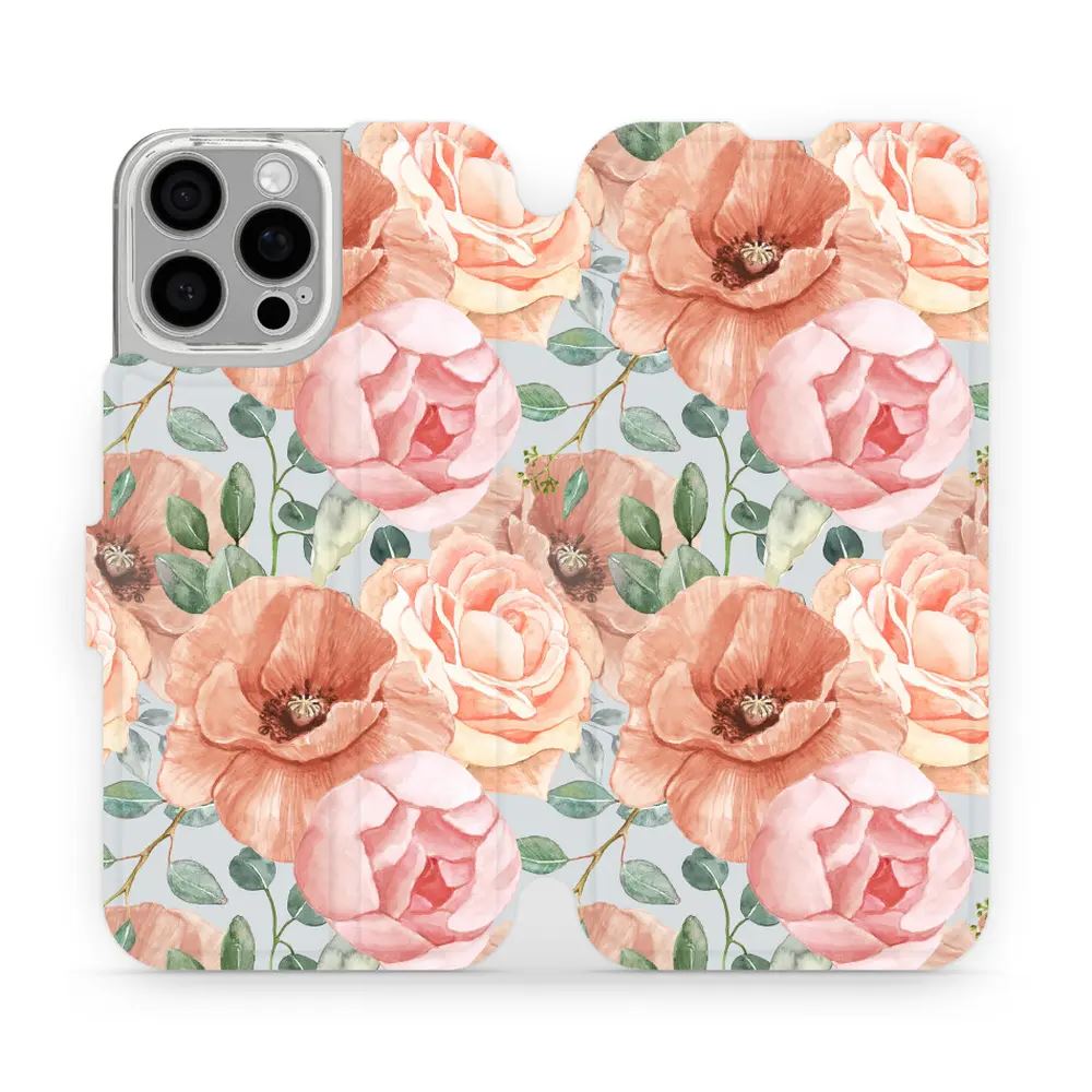 Flipové pouzdro Mobiwear - Apple iPhone 16 Pro Max - MP02S Pastelové květy