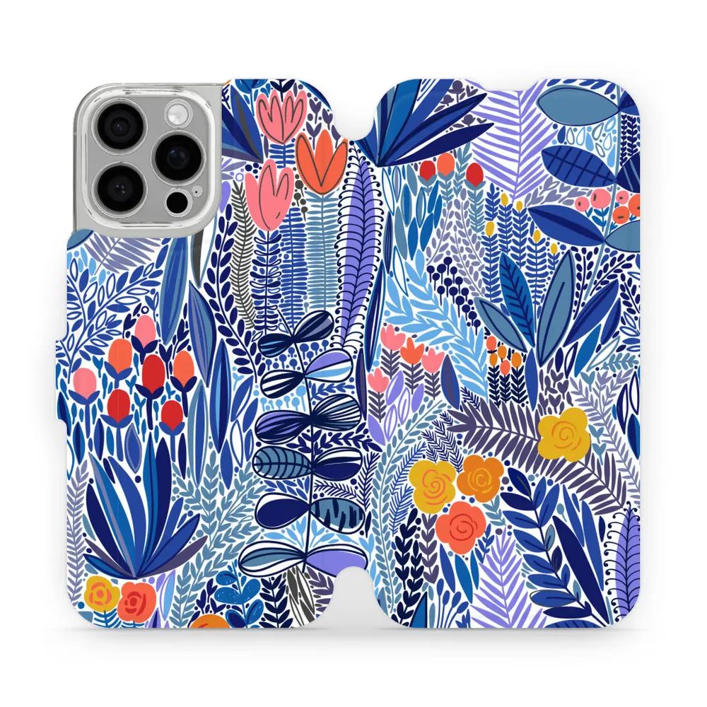 Flipové pouzdro Mobiwear - Apple iPhone 16 Pro Max - MP03P Modrá květena