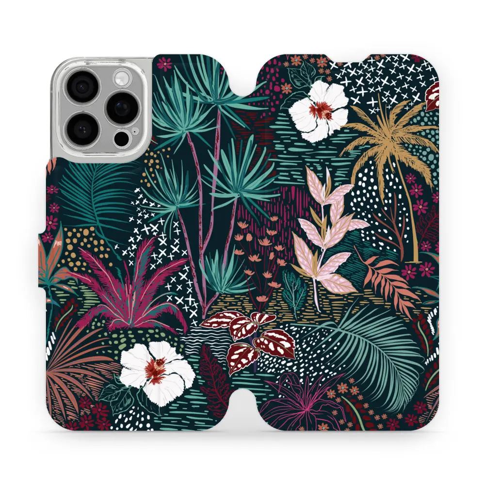 Flipové pouzdro Mobiwear - Apple iPhone 16 Pro Max - VP13S Temná flóra