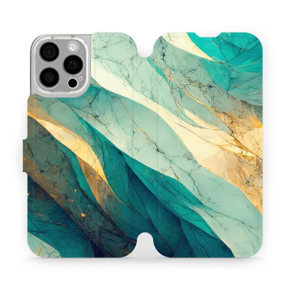Flipové pouzdro Mobiwear - Apple iPhone 16 Pro Max - VP37S Zlatavý a zelenkavý mramor