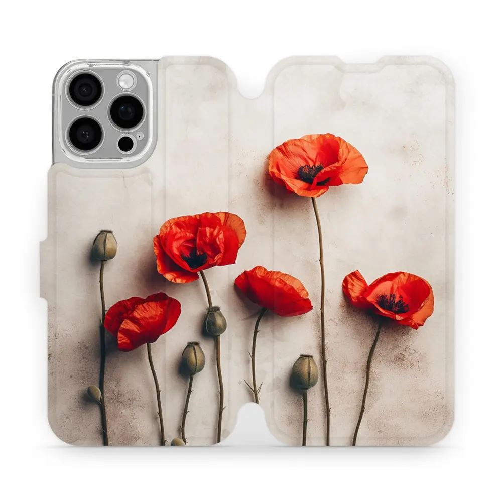 Flipové pouzdro Mobiwear - Apple iPhone 16 Pro Max - VP42S Vlčí máky