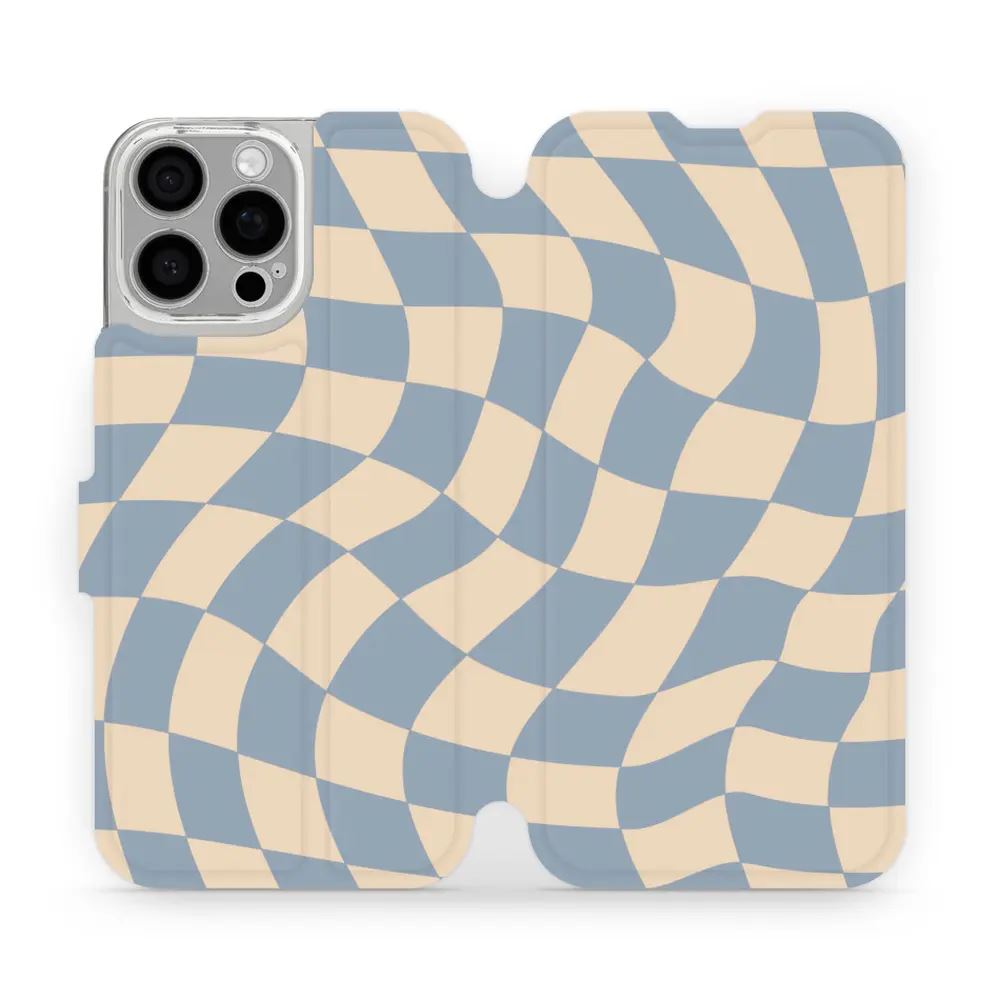Flipové pouzdro Mobiwear - Apple iPhone 16 Pro Max - VA59S Modrá a béžová šachovnice