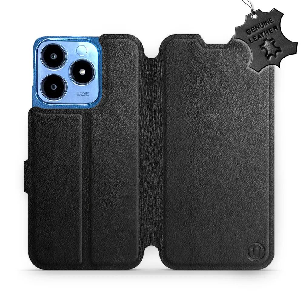 Kožené flip pouzdro Mobiwear - Realme C63 - Černé