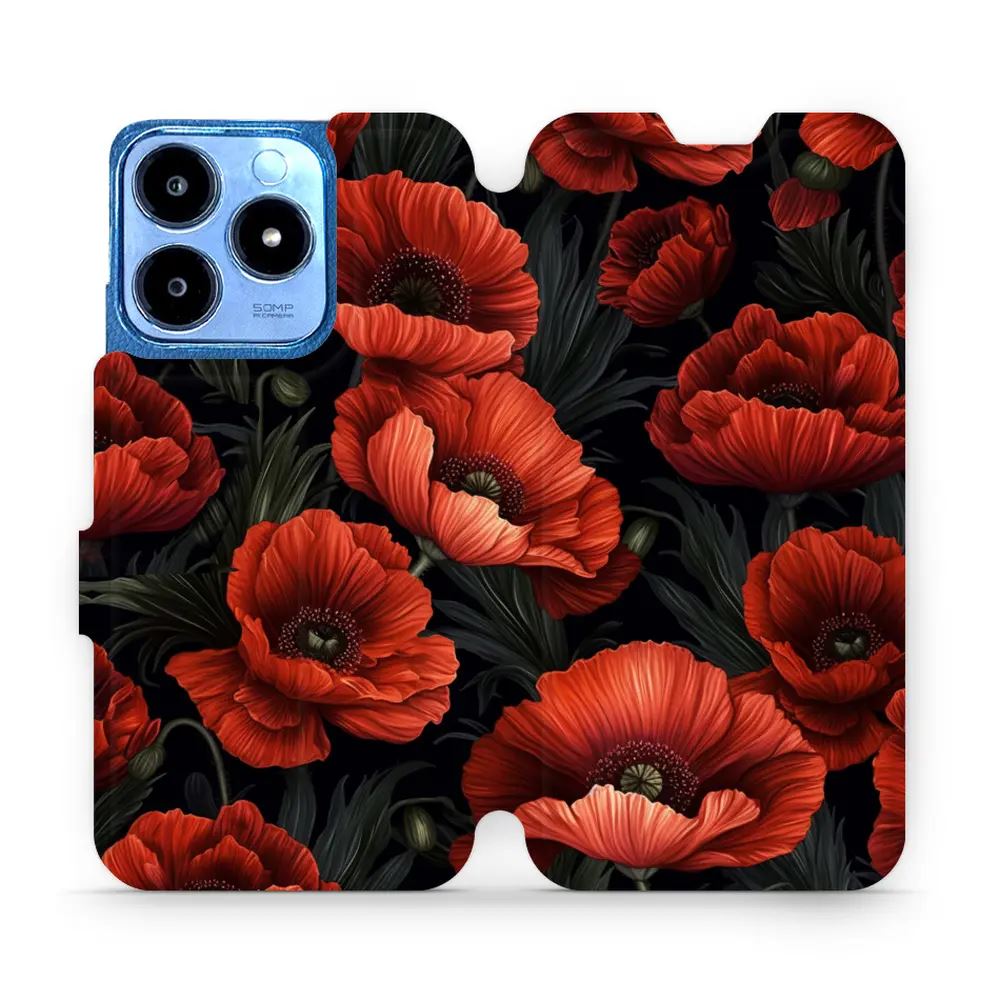 Flipové pouzdro Mobiwear - Realme C63 - VP45S Temné červené květy