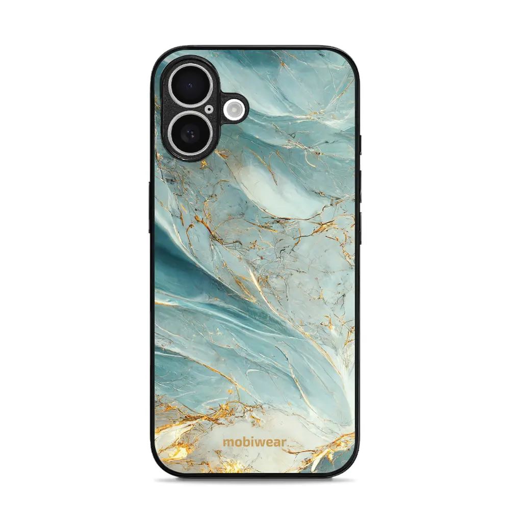 Lesklý kryt Mobiwear Glossy - Apple iPhone 16 - G022G Zelenkavý a zlatavý mramor
