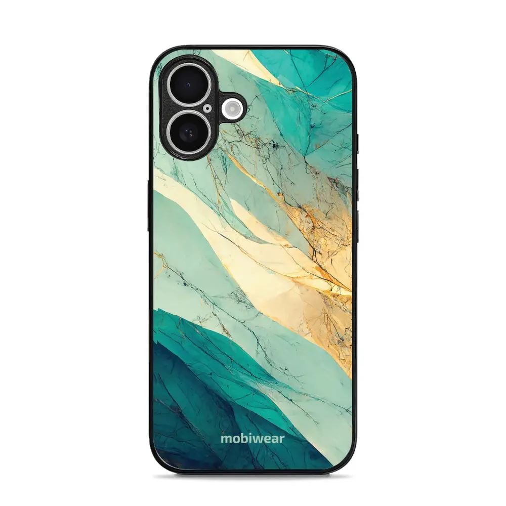 Lesklý kryt Mobiwear Glossy - Apple iPhone 16 - G024G - Zlatavý a zelenkavý mramor