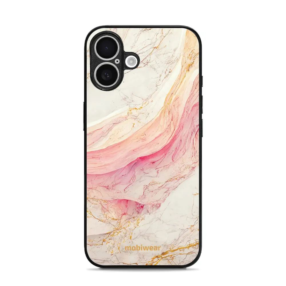 Lesklý kryt Mobiwear Glossy - Apple iPhone 16 - G027G - Růžový a zlatavý mramor