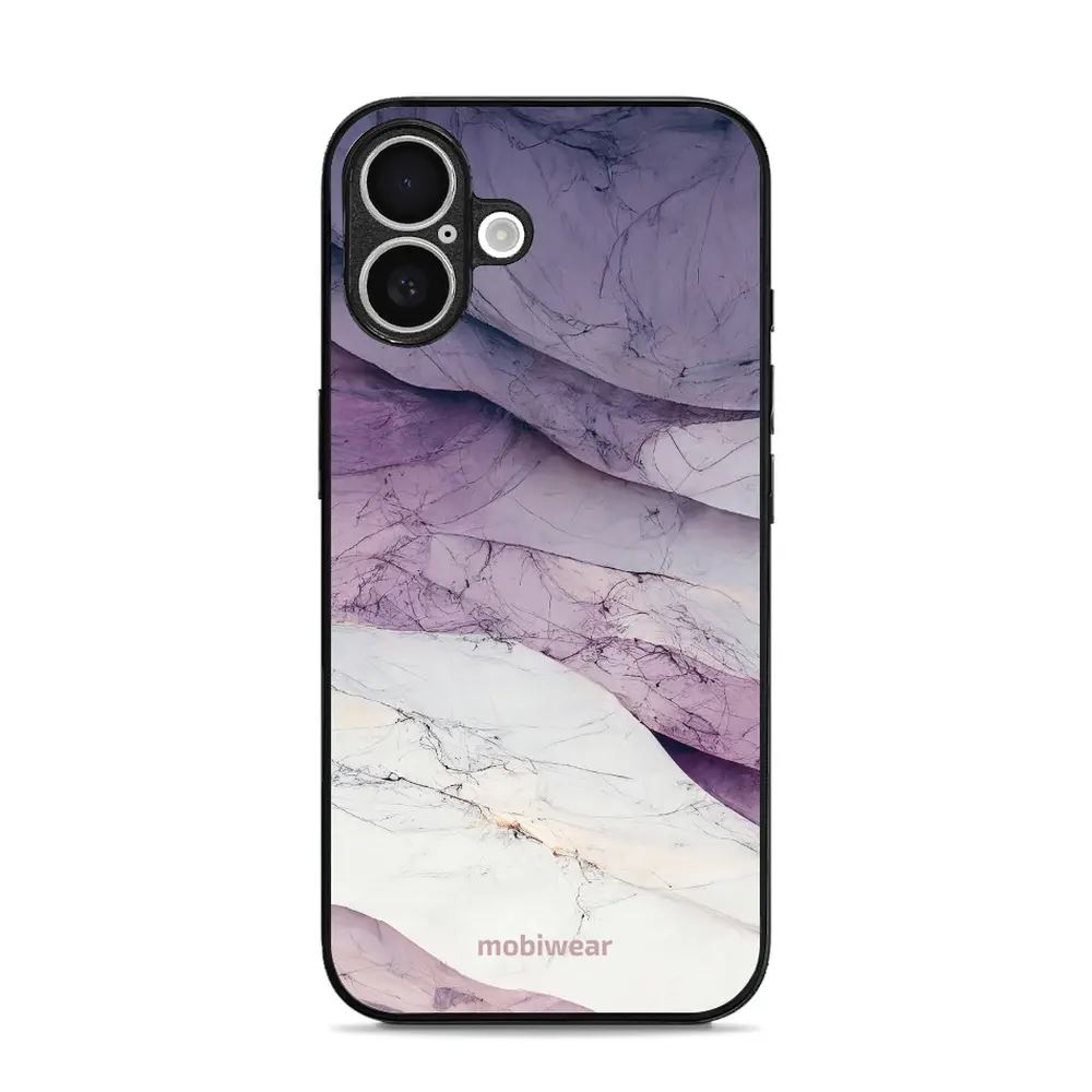 Lesklý kryt Mobiwear Glossy - Apple iPhone 16 - G028G - Bílý a fialový mramor