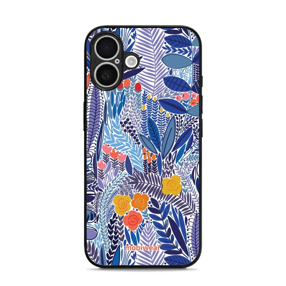 Lesklý kryt Mobiwear Glossy - Apple iPhone 16 - G037G - Modrá květena - VÝPRODEJ