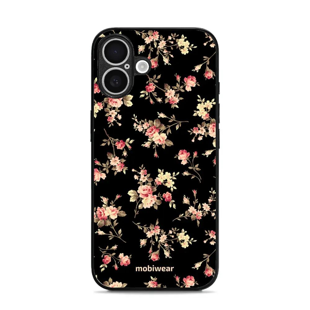 Lesklý kryt Mobiwear Glossy - Apple iPhone 16 - G039G - Květy na černé