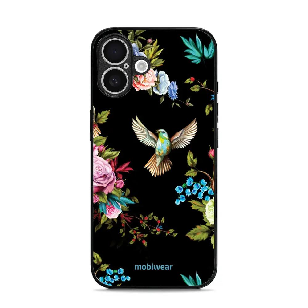 Lesklý kryt Mobiwear Glossy - Apple iPhone 16 - G041G - Ptáček a květy