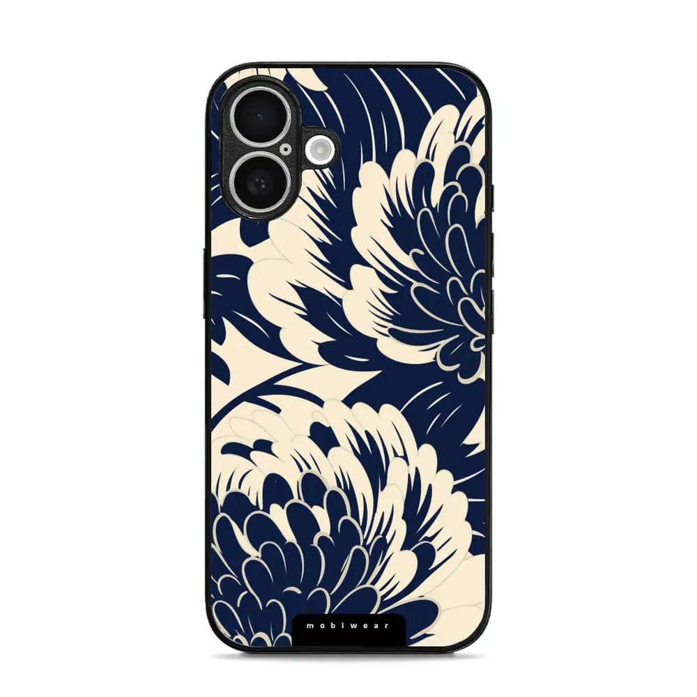 Lesklý kryt Mobiwear Glossy - Apple iPhone 16 - GA40G Modré a béžové květy