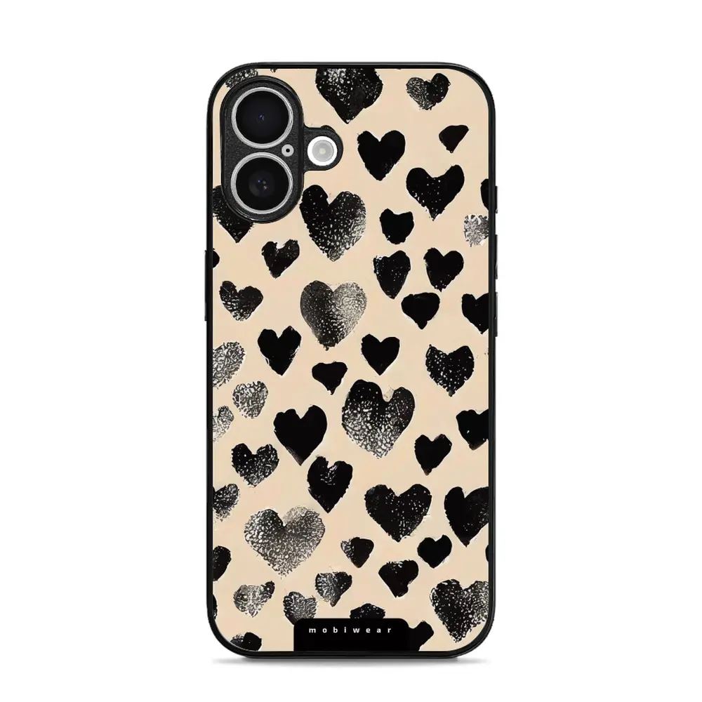 Lesklý kryt Mobiwear Glossy - Apple iPhone 16 - GA51G Černá srdíčka