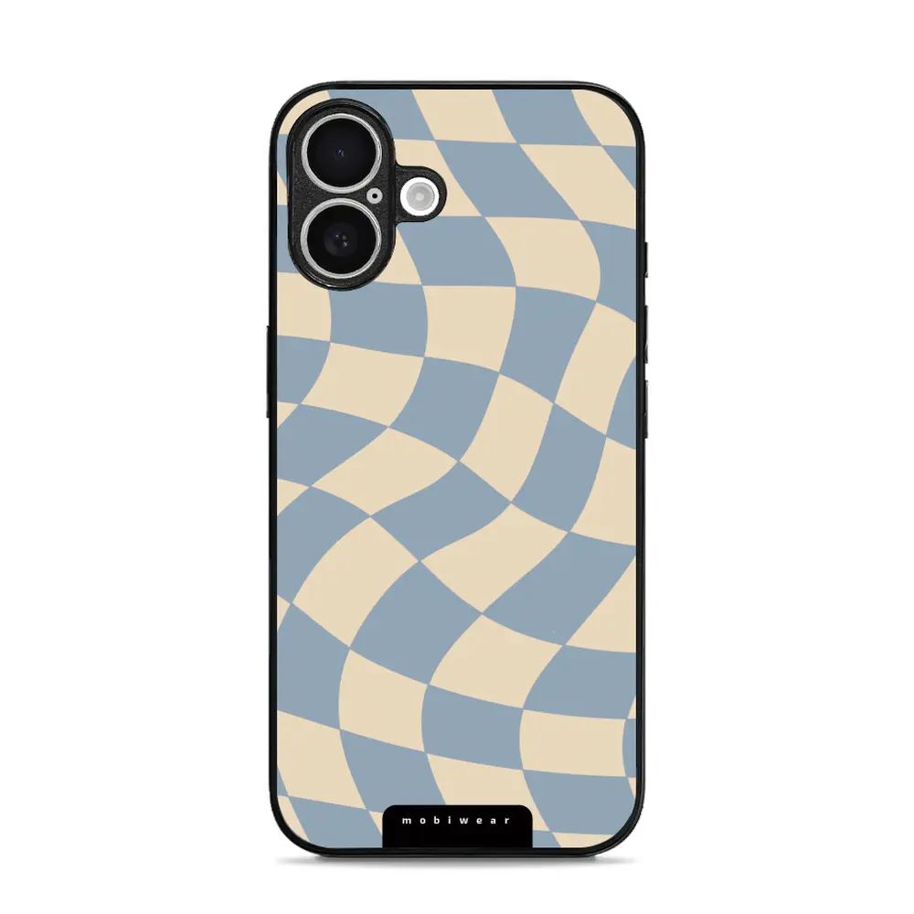 Lesklý kryt Mobiwear Glossy - Apple iPhone 16 - GA59G Modrá a béžová šachovnice
