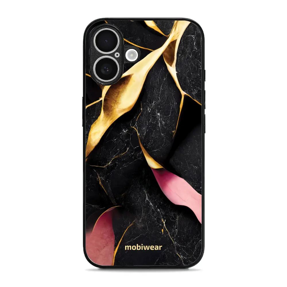 Lesklý kryt Mobiwear Glossy - Apple iPhone 16 Plus - G021G Černý a zlatavý mramor