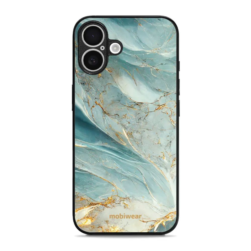 Lesklý kryt Mobiwear Glossy - Apple iPhone 16 Plus - G022G Zelenkavý a zlatavý mramor