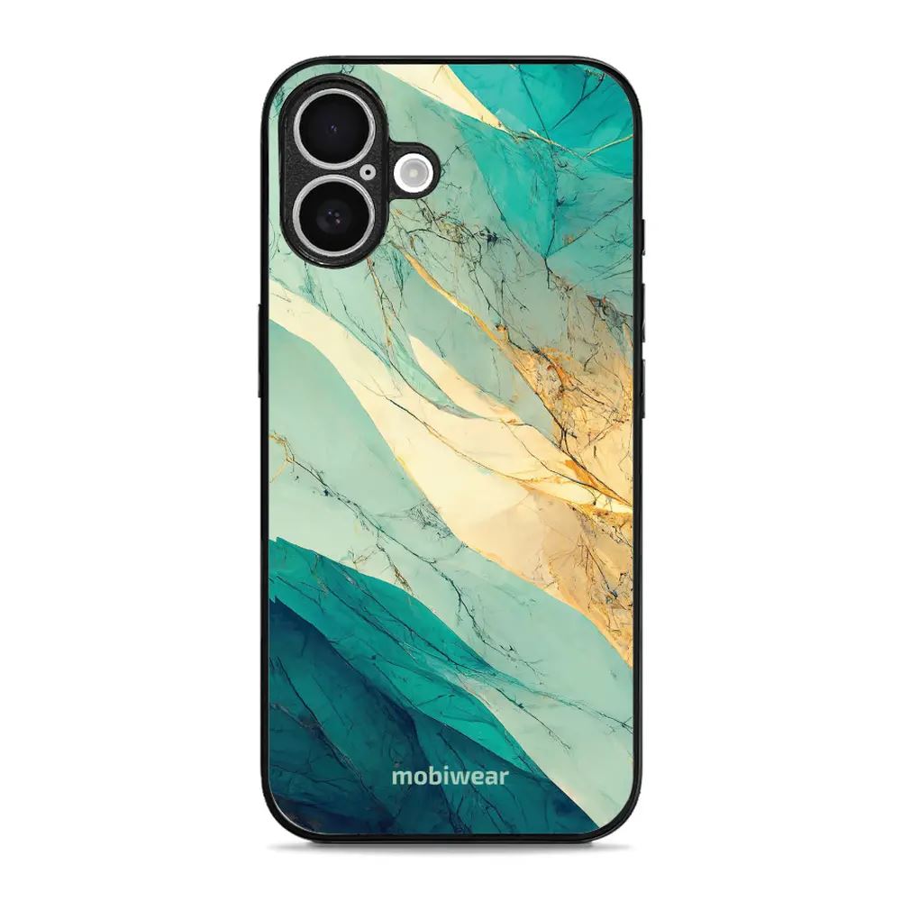 Lesklý kryt Mobiwear Glossy - Apple iPhone 16 Plus - G024G - Zlatavý a zelenkavý mramor