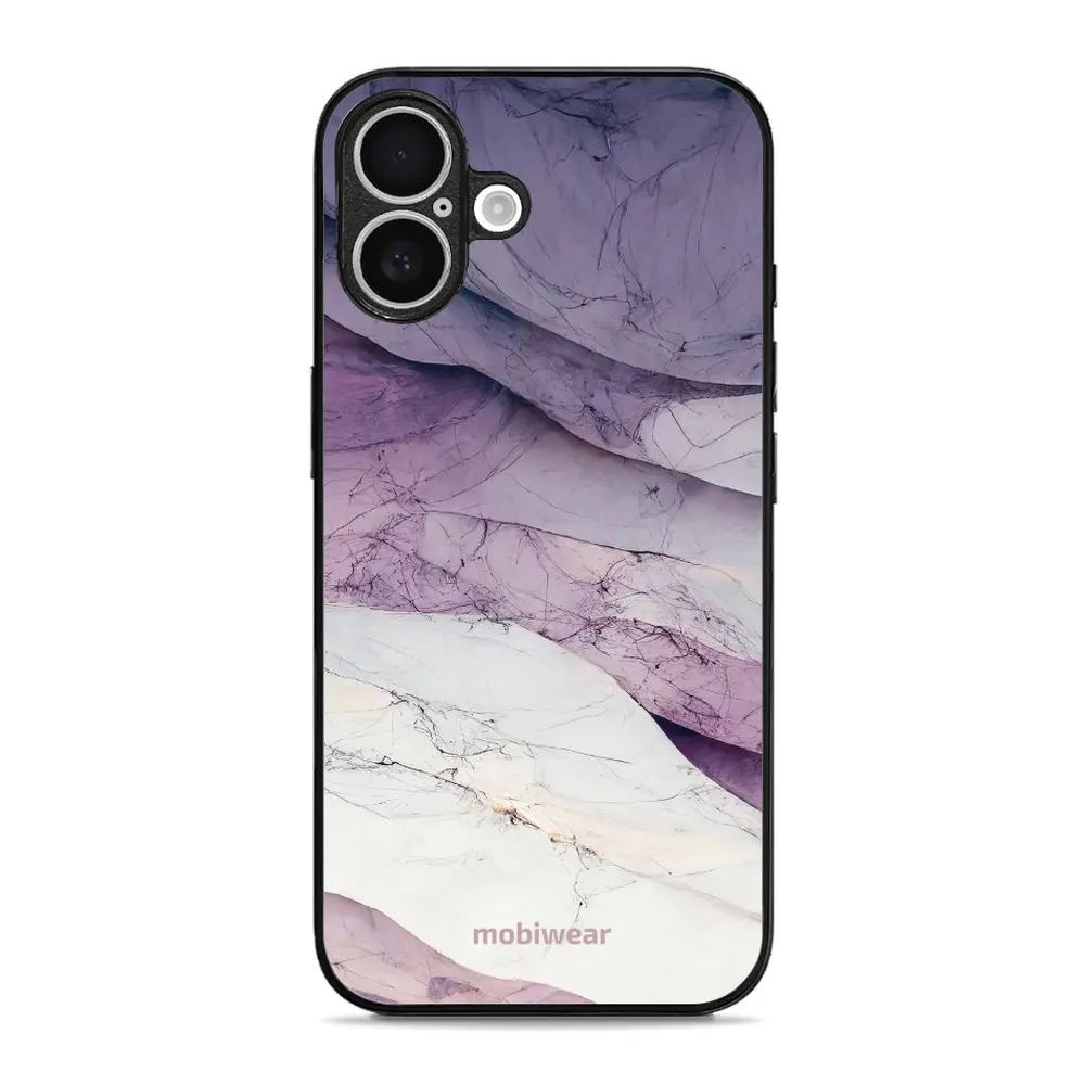 Lesklý kryt Mobiwear Glossy - Apple iPhone 16 Plus - G028G - Bílý a fialový mramor