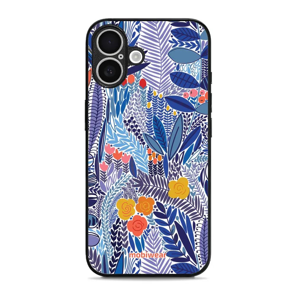 Lesklý kryt Mobiwear Glossy - Apple iPhone 16 Plus - G037G - Modrá květena