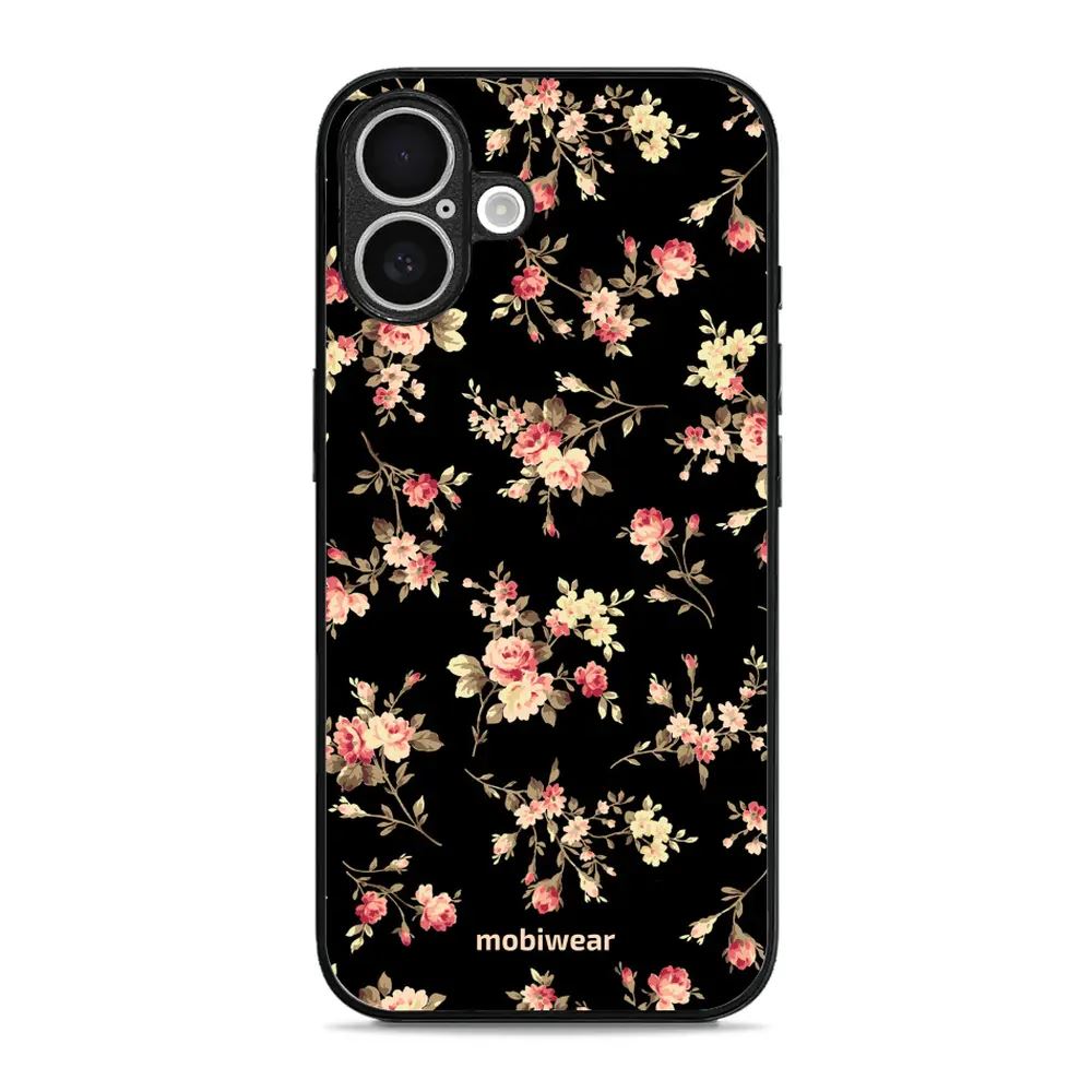 Lesklý kryt Mobiwear Glossy - Apple iPhone 16 Plus - G039G - Květy na černé