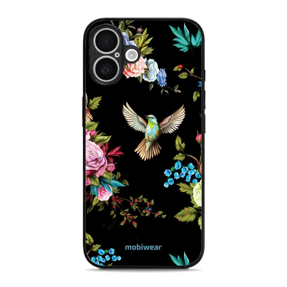 Lesklý kryt Mobiwear Glossy - Apple iPhone 16 Plus - G041G - Ptáček a květy