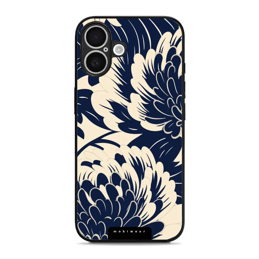 Lesklý kryt Mobiwear Glossy - Apple iPhone 16 Plus - GA40G Modré a béžové květy