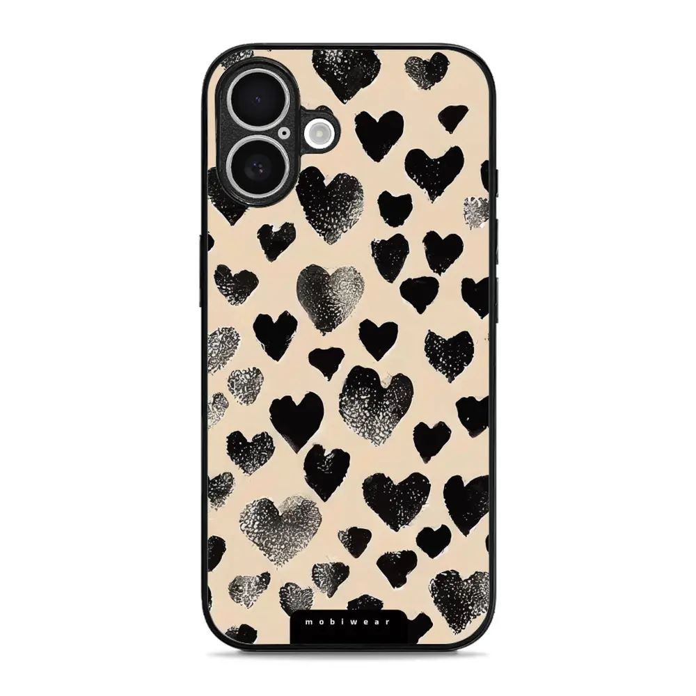 Lesklý kryt Mobiwear Glossy - Apple iPhone 16 Plus - GA51G Černá srdíčka