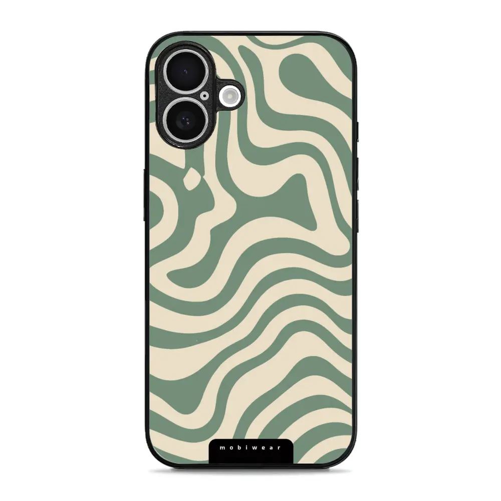 Lesklý kryt Mobiwear Glossy - Apple iPhone 16 Plus - GA57G Zelené a béžové zkrouceniny