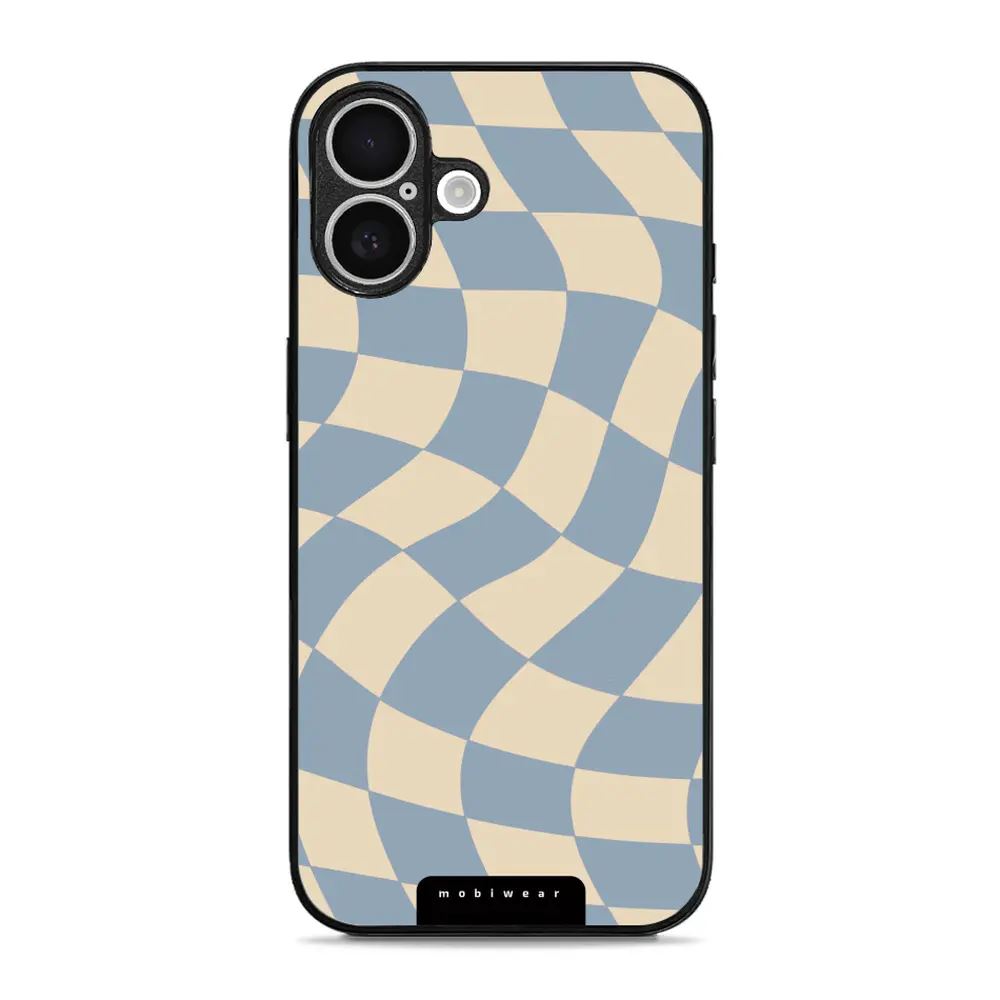 Lesklý kryt Mobiwear Glossy - Apple iPhone 16 Plus - GA59G Modrá a béžová šachovnice
