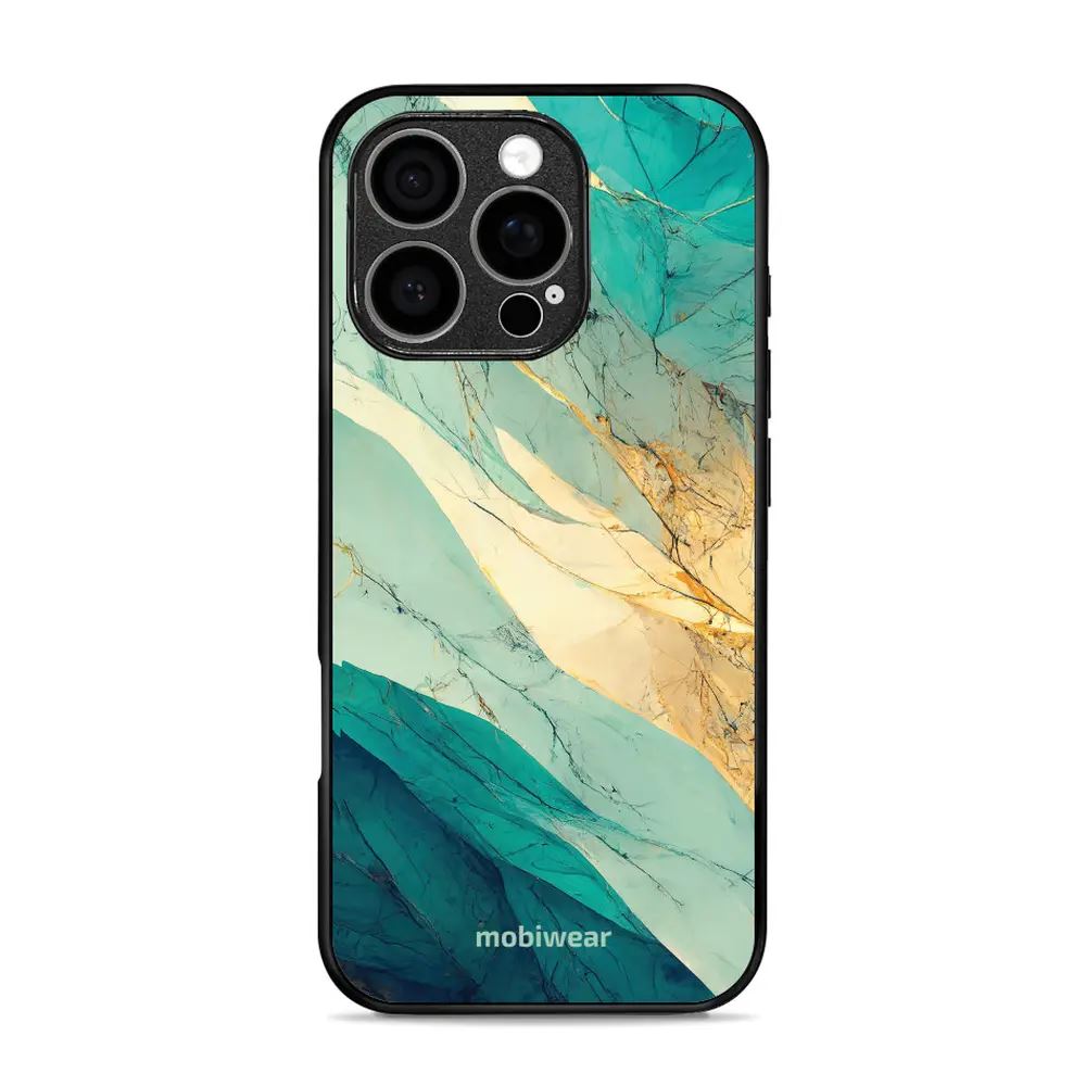 Lesklý kryt Mobiwear Glossy - Apple iPhone 16 Pro - G024G - Zlatavý a zelenkavý mramor
