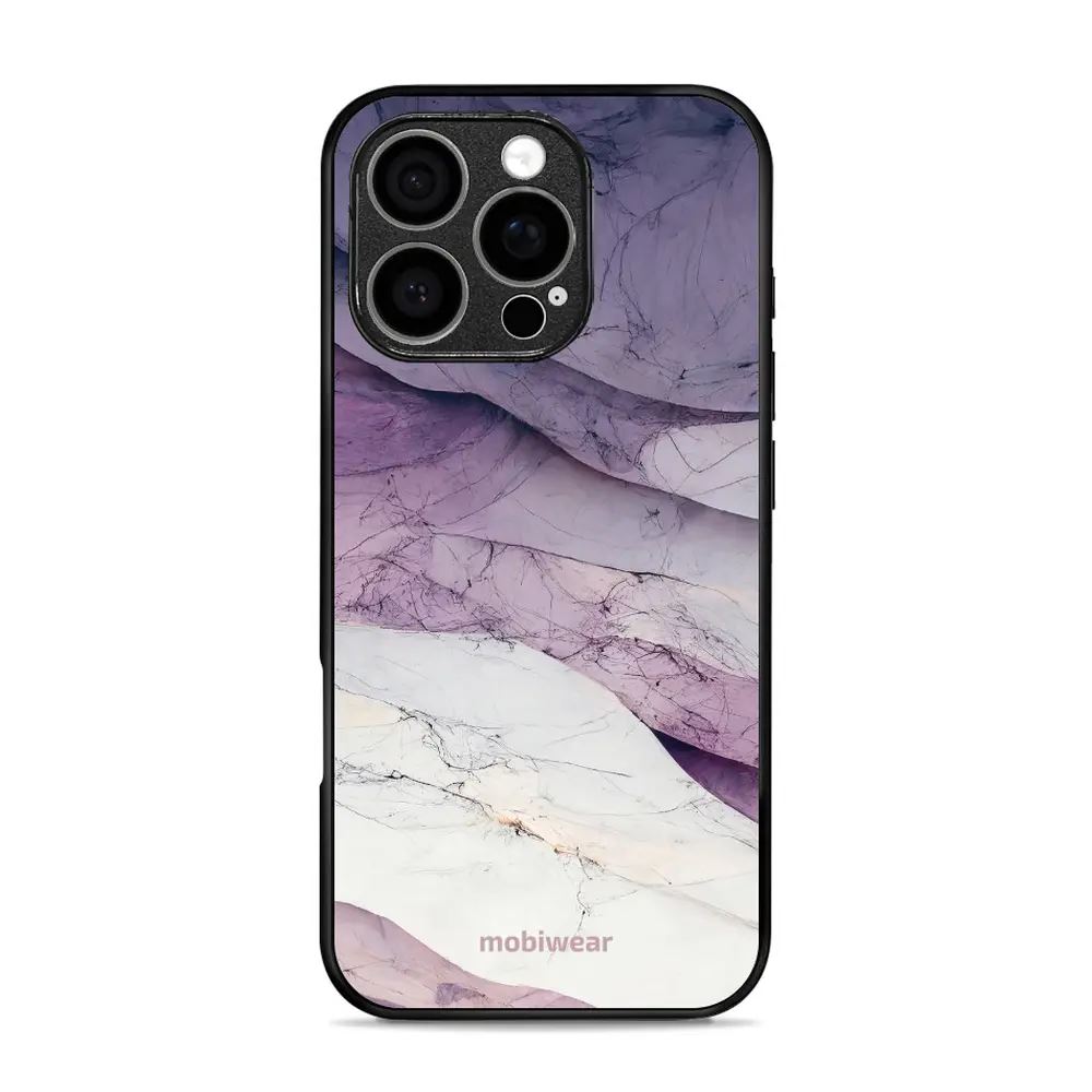 Lesklý kryt Mobiwear Glossy - Apple iPhone 16 Pro - G028G - Bílý a fialový mramor