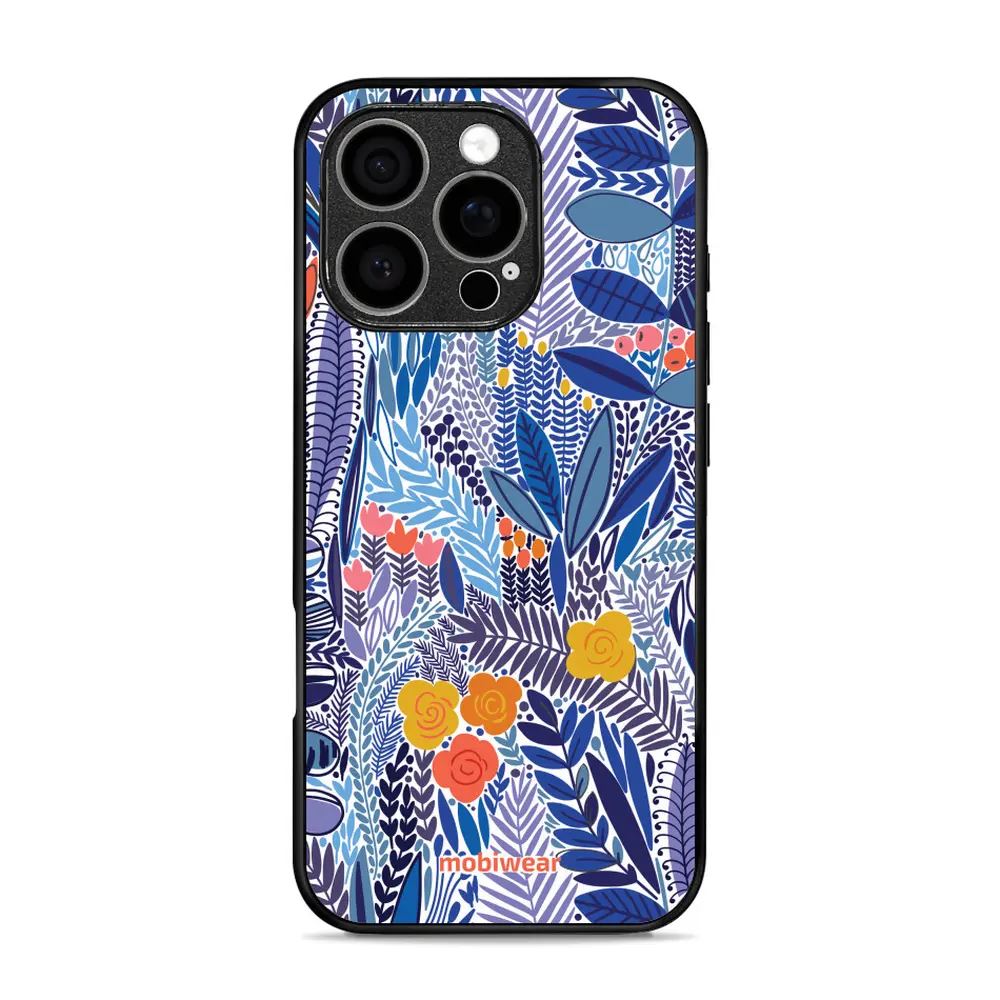Lesklý kryt Mobiwear Glossy - Apple iPhone 16 Pro - G037G - Modrá květena
