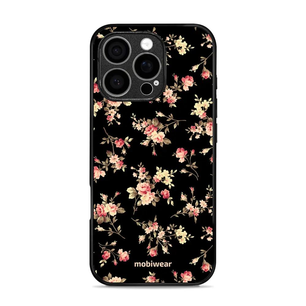 Lesklý kryt Mobiwear Glossy - Apple iPhone 16 Pro - G039G - Květy na černé