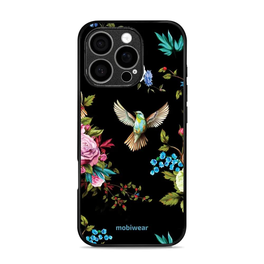 Lesklý kryt Mobiwear Glossy - Apple iPhone 16 Pro - G041G - Ptáček a květy