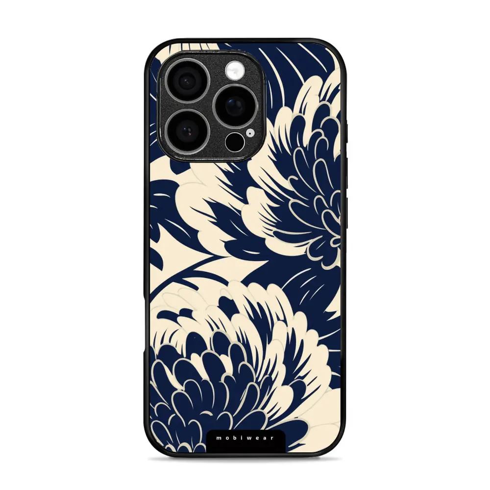 Lesklý kryt Mobiwear Glossy - Apple iPhone 16 Pro - GA40G Modré a béžové květy
