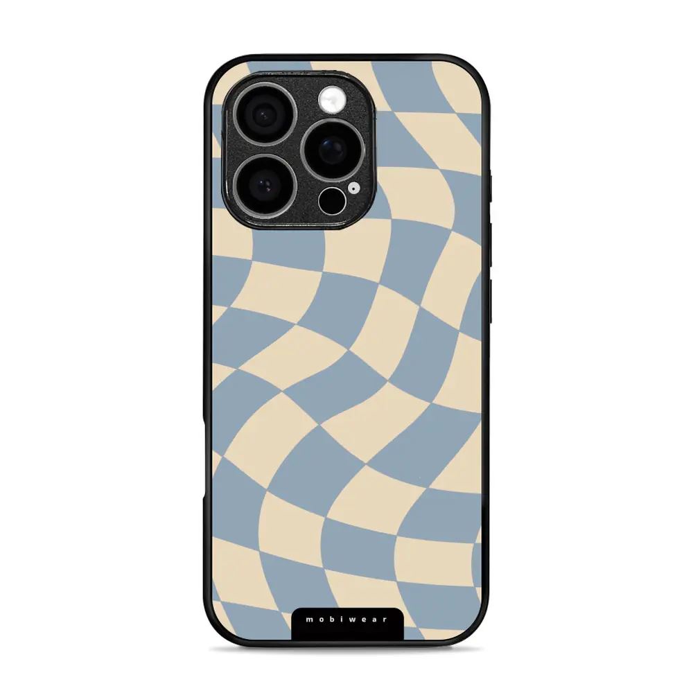 Lesklý kryt Mobiwear Glossy - Apple iPhone 16 Pro - GA59G Modrá a béžová šachovnice