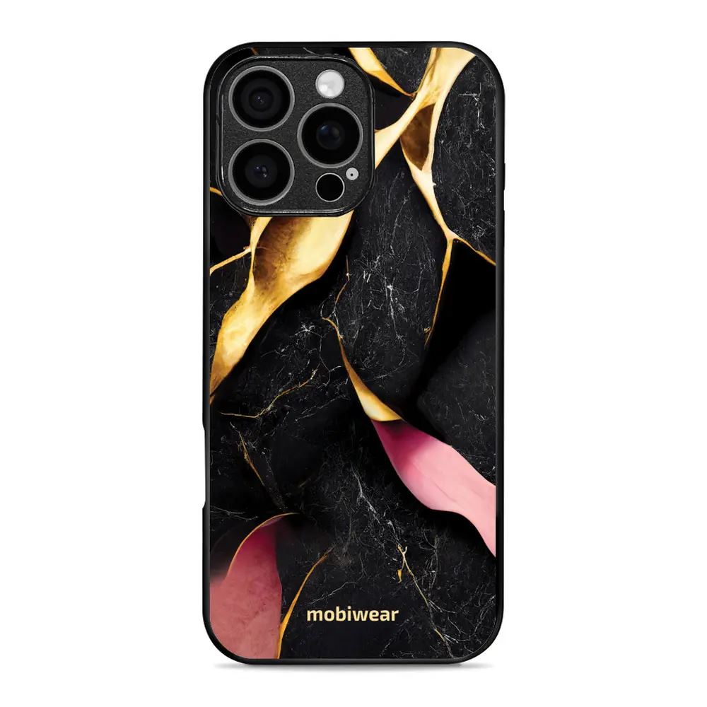 Lesklý kryt Mobiwear Glossy - Apple iPhone 16 Pro Max - G021G Černý a zlatavý mramor