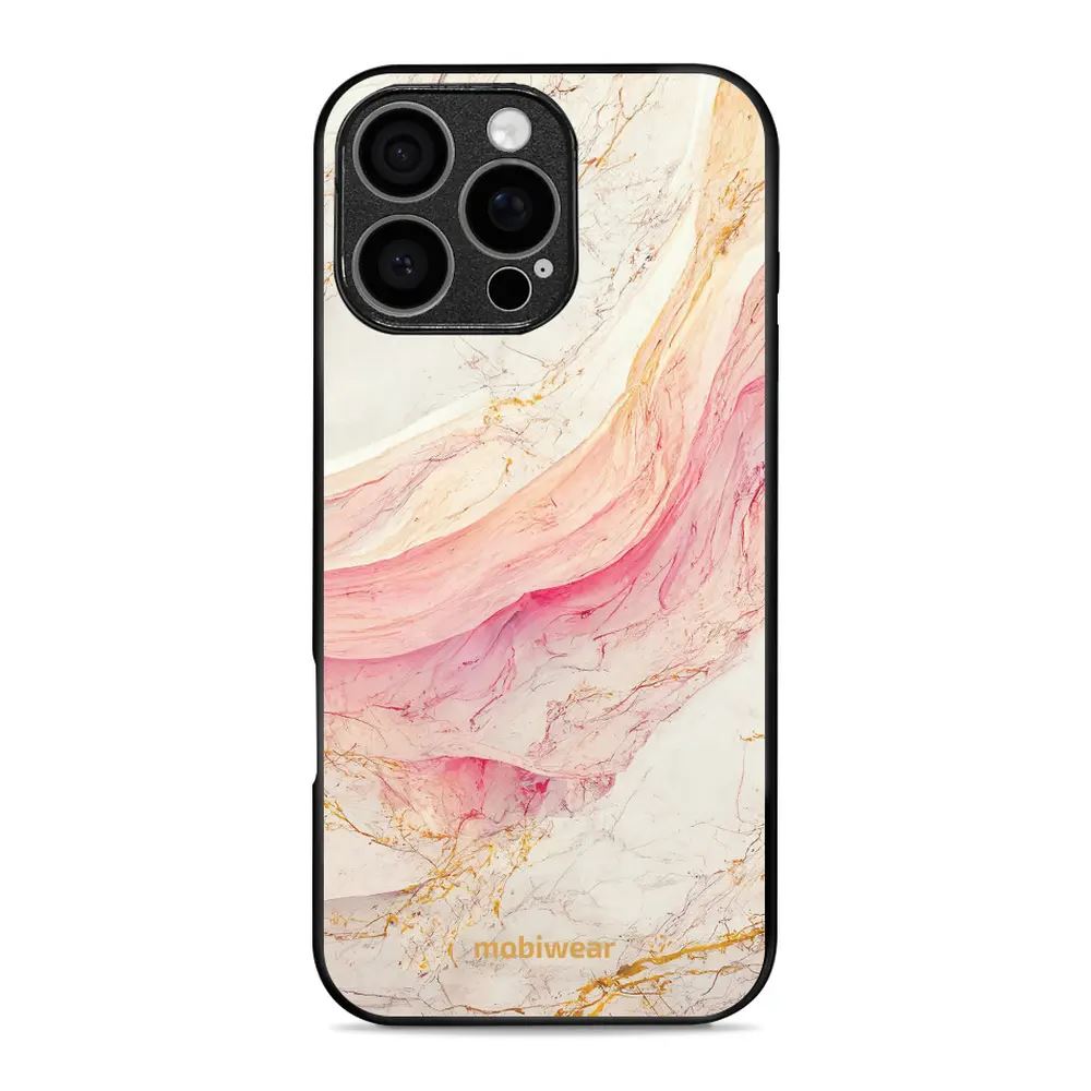 Lesklý kryt Mobiwear Glossy - Apple iPhone 16 Pro Max - G027G - Růžový a zlatavý mramor