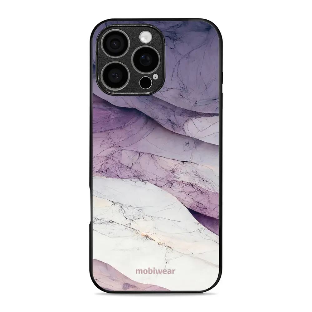 Lesklý kryt Mobiwear Glossy - Apple iPhone 16 Pro Max - G028G - Bílý a fialový mramor