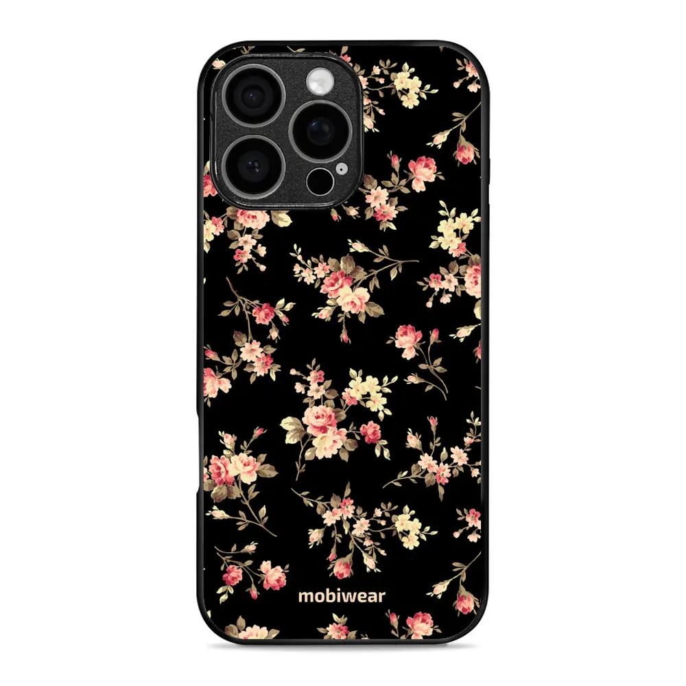 Lesklý kryt Mobiwear Glossy - Apple iPhone 16 Pro Max - G039G - Květy na černé