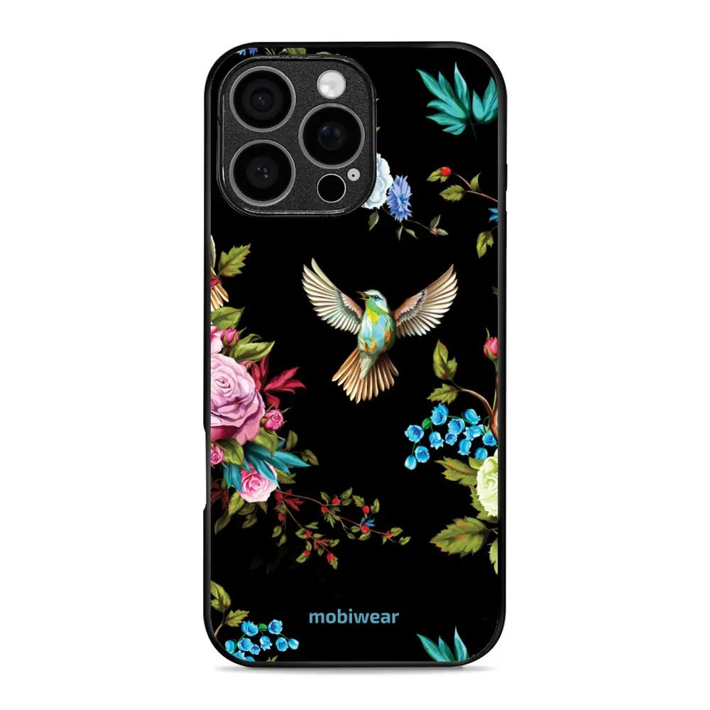Lesklý kryt Mobiwear Glossy - Apple iPhone 16 Pro Max - G041G - Ptáček a květy
