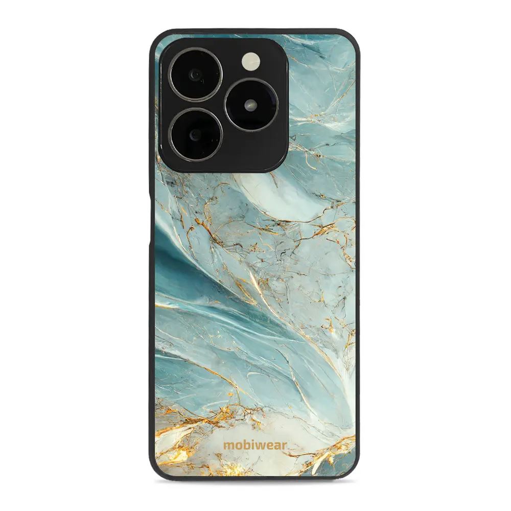 Lesklý kryt Mobiwear Glossy - Realme C63 - G022G Zelenkavý a zlatavý mramor