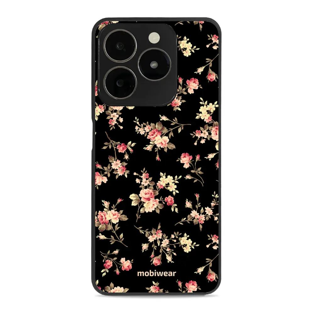 Lesklý kryt Mobiwear Glossy - Realme C63 - G039G - Květy na černé
