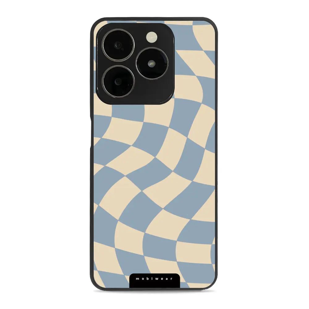 Lesklý kryt Mobiwear Glossy - Realme C63 - GA59G Modrá a béžová šachovnice