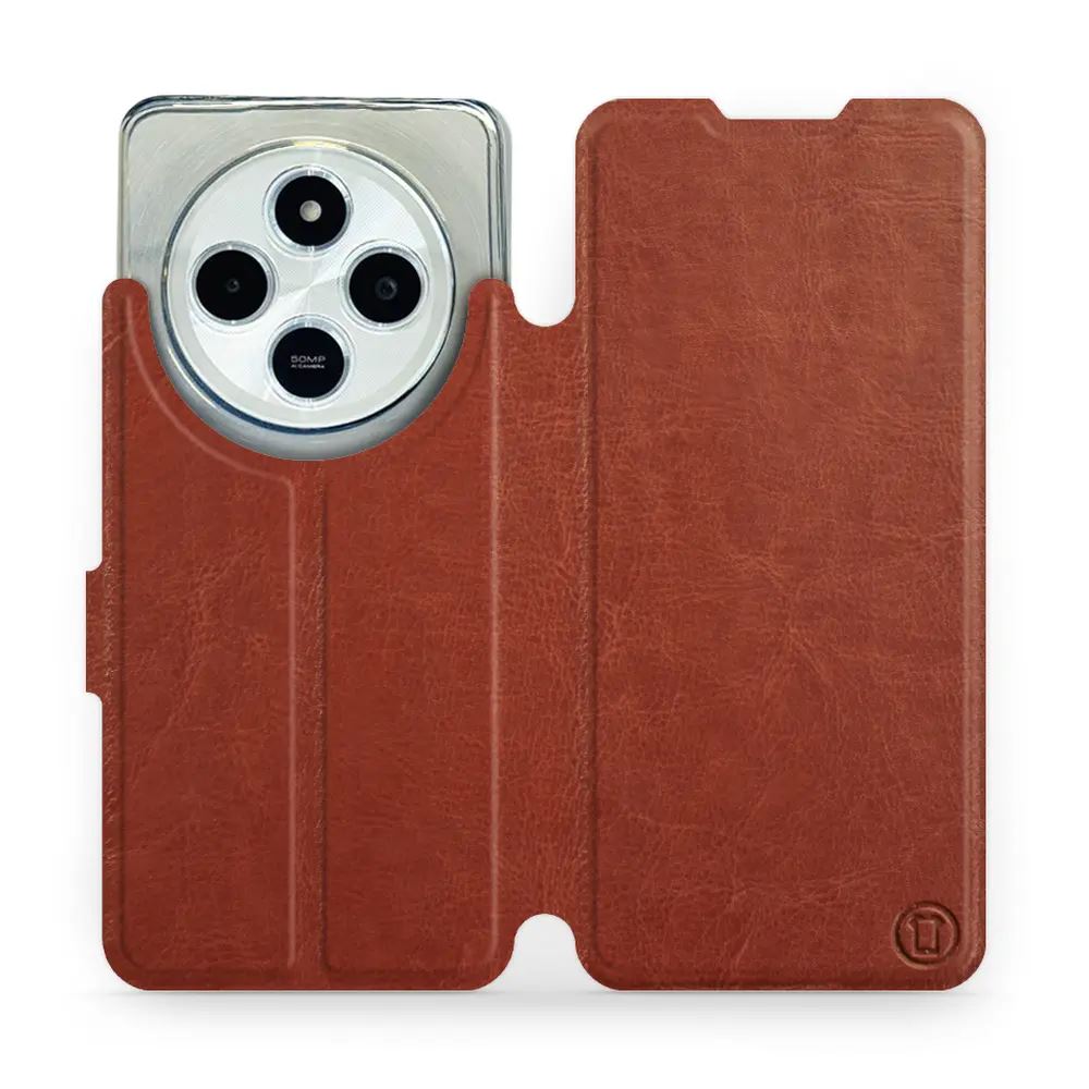 Flipové pouzdro Mobiwear - Xiaomi Redmi 14C / Poco C75 - Hnědé a šedé