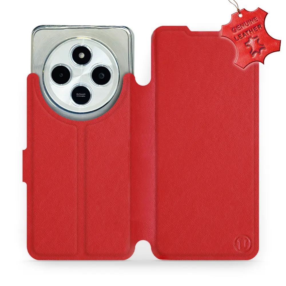 Kožené flip pouzdro Mobiwear - Xiaomi Redmi 14C / Poco C75 - Červené