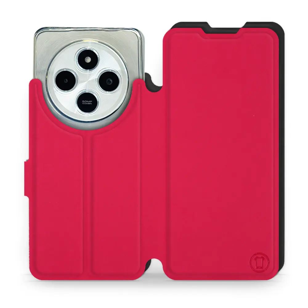 Flipové pouzdro Mobiwear Semiš - Xiaomi Redmi 14C / Poco C75 - Rudé  & Černé