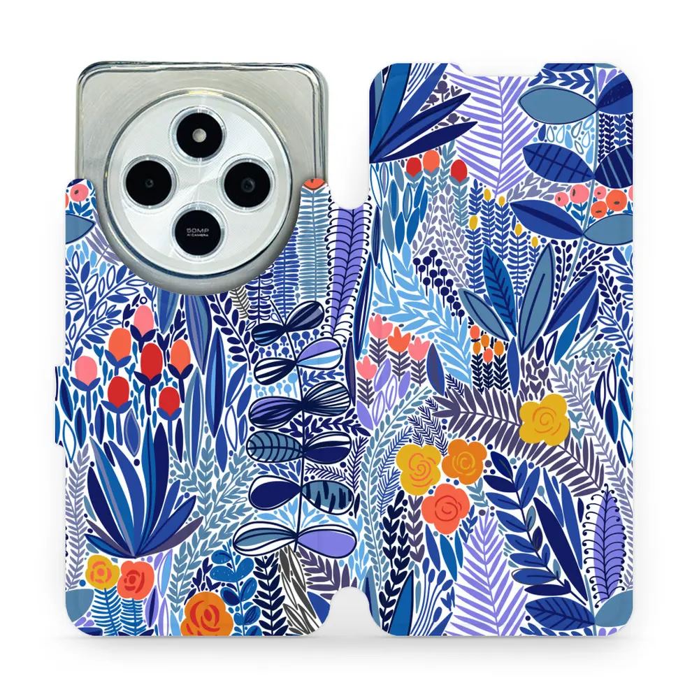 Flipové pouzdro Mobiwear - Xiaomi Redmi 14C / Poco C75 - MP03P Modrá květena