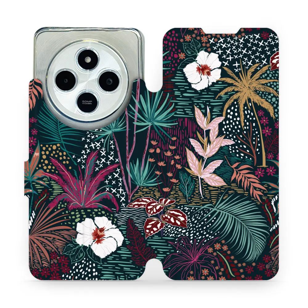Flipové pouzdro Mobiwear - Xiaomi Redmi 14C / Poco C75 - VP13S Temná flóra