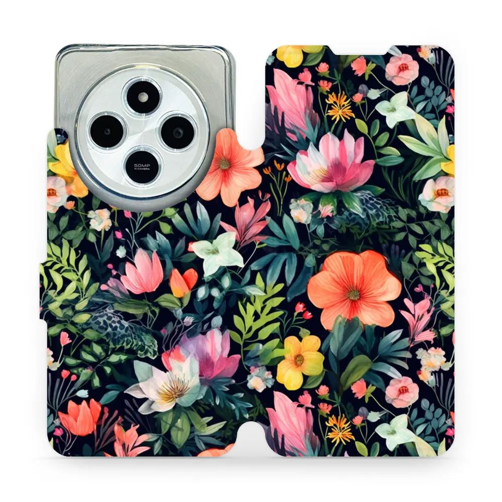 Flipové pouzdro Mobiwear - Xiaomi Redmi 14C / Poco C75 - VP48S Pestré kvítky
